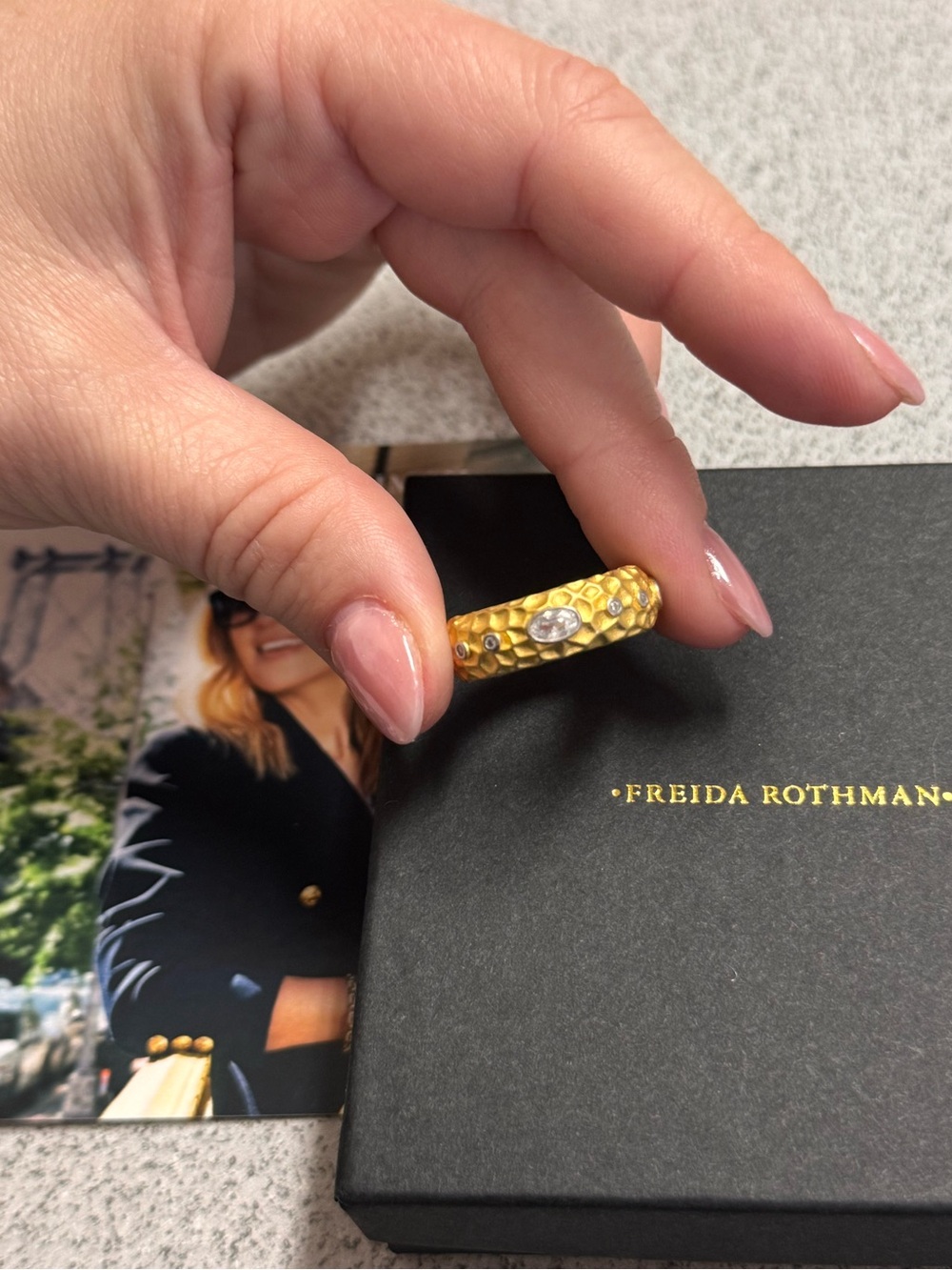 Freida Rothman Textured Matte Gold Ring - Picture 2 of 5